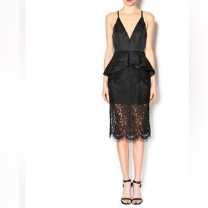 Mustard Seed Peplum Black Lace Dress Size Small